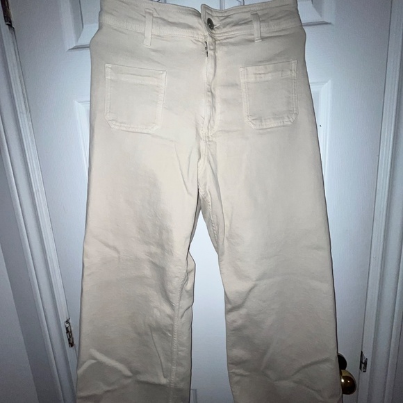 zara high rise wide leg beige jeans - Picture 2 of 6